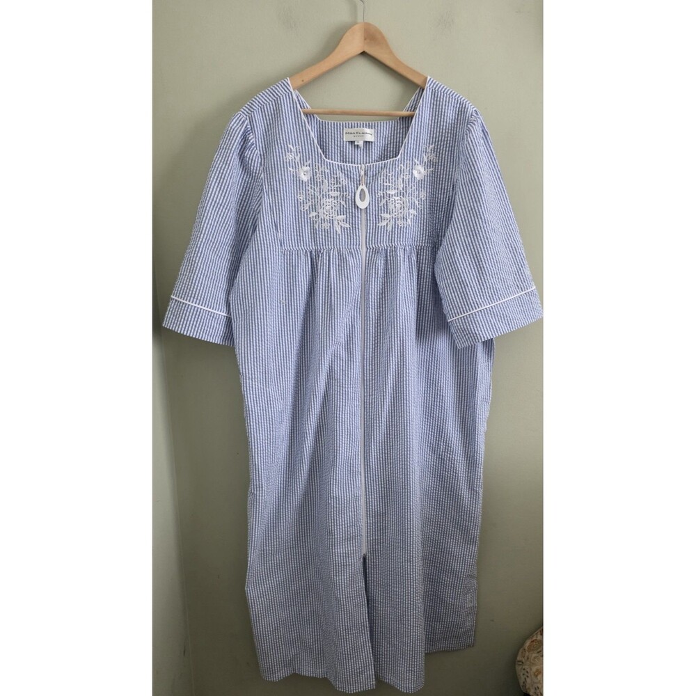 Miss Elaine Essentials Zip Front House Dress Nightgown Size 2x  Cotton Blend